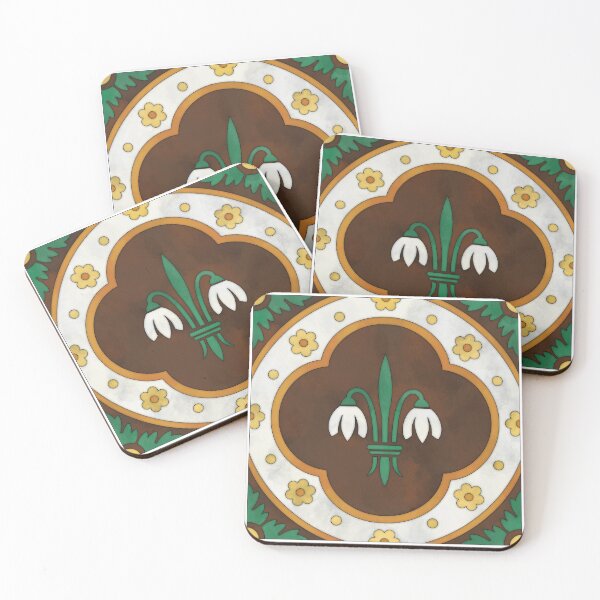 Item preview, Snowdrop Fleur de Lys Tile Reproduction designed and sold by MadeByGeeClowes.