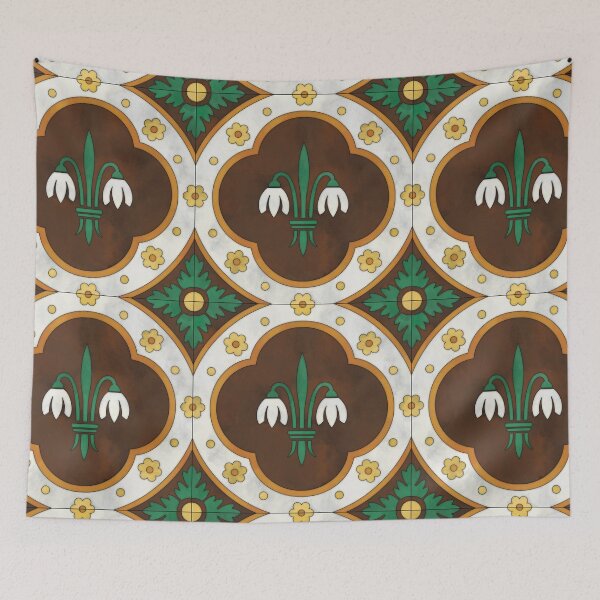 Item preview, Snowdrop Fleur de Lys Tile Reproduction designed and sold by MadeByGeeClowes.