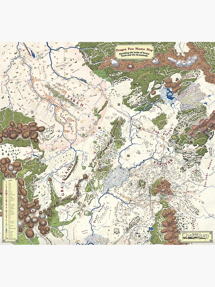 Thumbnail 3 of 3, Poster, Map of Dragon Pass (from Lands of RuneQuest: Dragon Pass) designed and sold by Chaosium.