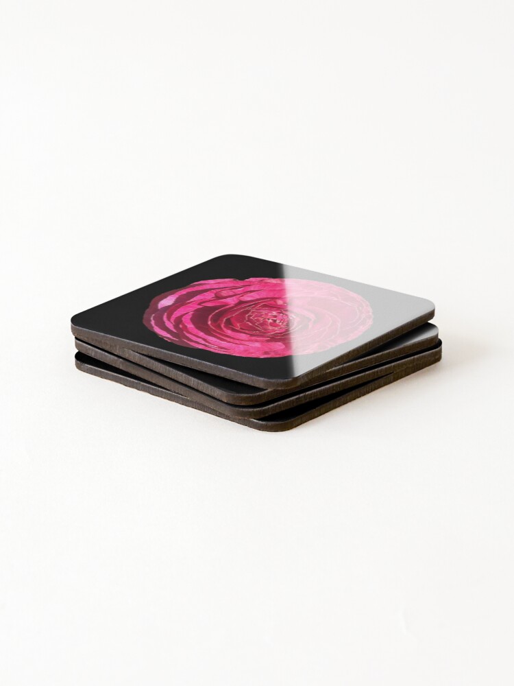 Thumbnail 4 of 5, Coasters (Set of 4), Pink Ranunculus designed and sold by ascherf.