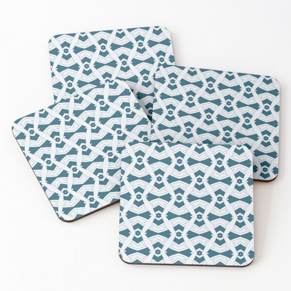 Item preview, Dark Greenish Blue And White Abstract Shapes Patterns designed and sold by violet-hope.
