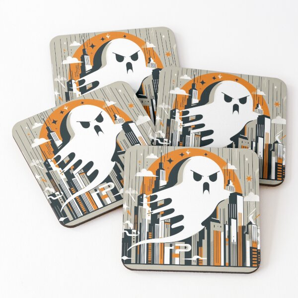 Item preview, Halloween Ghost Over The City Retro Design designed and sold by NYPop.