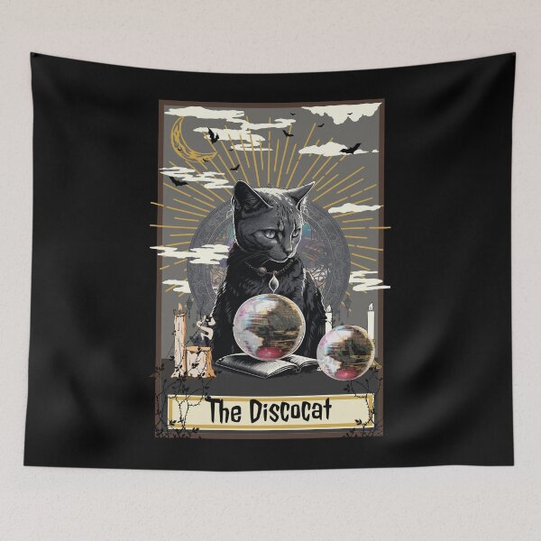 Item preview, DISCO  - Cat Tarot Card (Black)  designed and sold by Discothreadz.