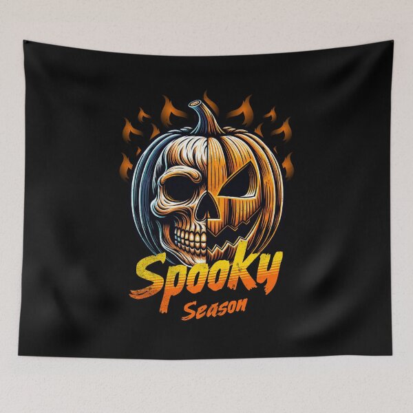 Item preview, Spooky Season Scary Halloween Skull Pumpkin Fall Autumn Creepy Horror Jack O Lantern designed and sold by CarantinedChaos.
