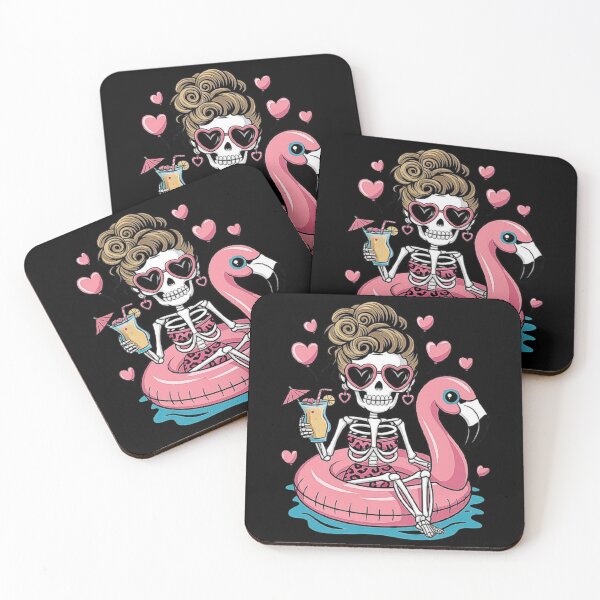 Item preview, Summer Skeleton Fun: Tropical Flamingo Pool Party Design designed and sold by love3617.