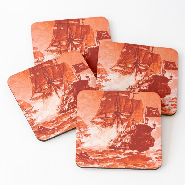 Item preview, PIRATE SHIP BATTLE IN RED Nautical Collection designed and sold by BulganLumini.