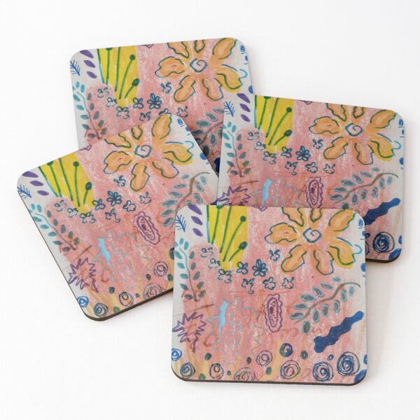 Item preview, Yellow flowers on pink designed and sold by ArtbyColleen.