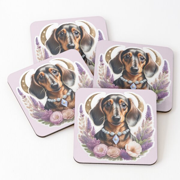 Item preview, Adorable Caramel Brown and Black Sausage Dog with Bohemian Flowers | Perfect Gift for Dog Lovers designed and sold by DEEPDesignsART.