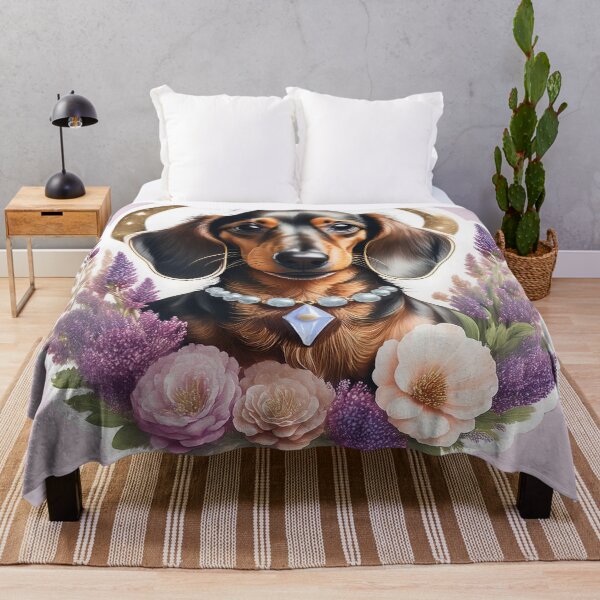 Item preview, Adorable Caramel Brown and Black Sausage Dog with Bohemian Flowers | Perfect Gift for Dog Lovers designed and sold by DEEPDesignsART.