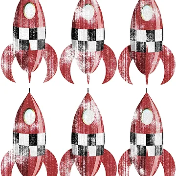 Artwork thumbnail, 6 Retro Rockets (Worn Look) by Ravvick