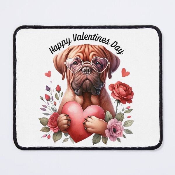 Item preview, French Mastiff Dog Happy Valentines Day Roses & Heart designed and sold by AAttic901.