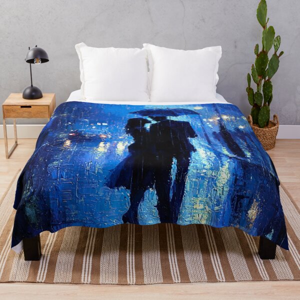 Item preview, Shree 420 style couple in the rain - abstract blue blurr designed and sold by UmagineArts.