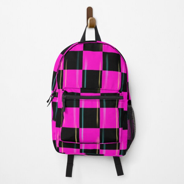 Item preview, Hot Pink and Black Checkered Pattern with Blue and Yellow accents  designed and sold by Jessica Erin.
