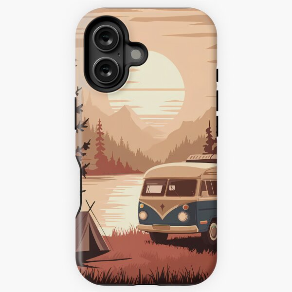 Aperçu de l'œuvre Aventure en camping-car vintage au coucher du soleil créée et vendue par ZetaDream.