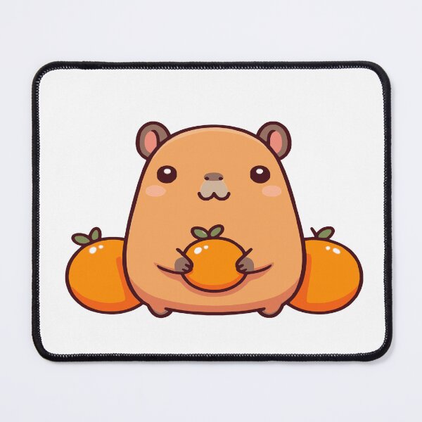 Item preview, Cute capybara in kawaii chibi style with oranges designed and sold by AdrianMDesigns.