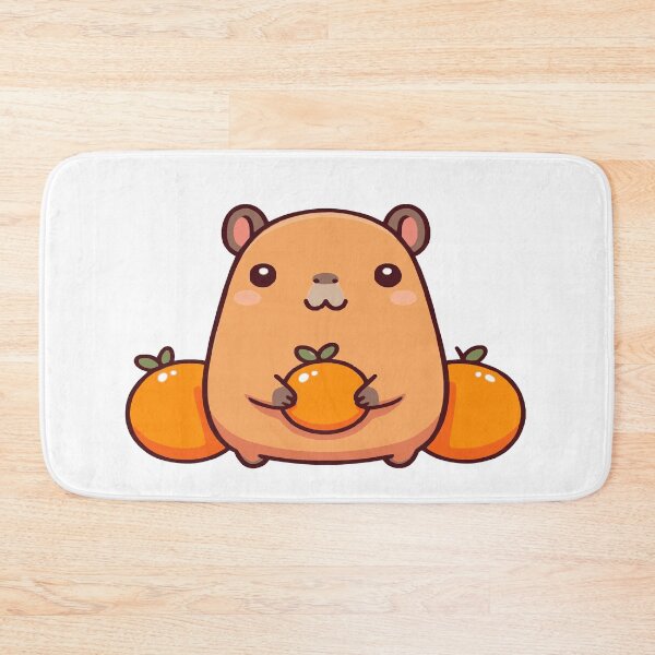 Item preview, Cute capybara in kawaii chibi style with oranges designed and sold by AdrianMDesigns.