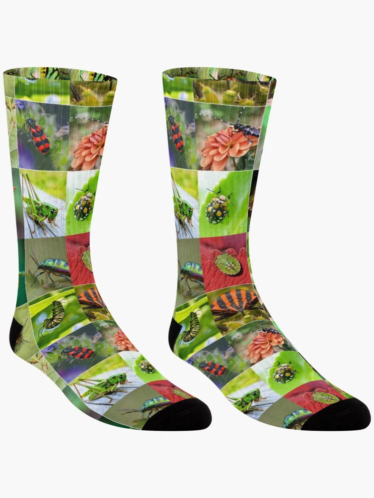 Thumbnail 3 of 5, Socks, Colorful Insects Photo Collage designed and sold by ColorfulPrints.