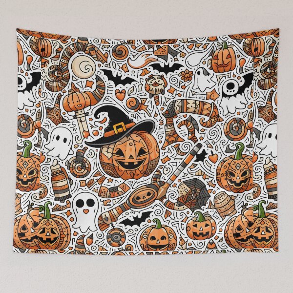 Item preview, Spooky Halloween Doodle designed and sold by Thai Vibe Studio.