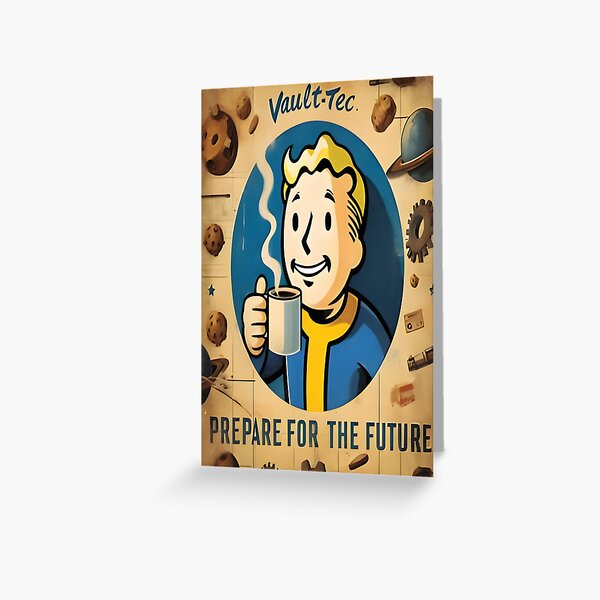 Vista previa del artículo con la obra «Coffee Vault Boy se prepara para el futuro», diseñado y vendido por LMLStewArt.