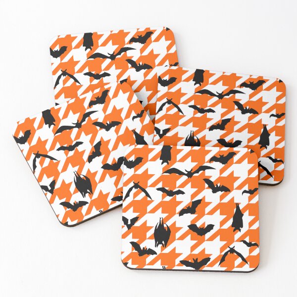 Item preview, orange houndstooth halloween black bats designed and sold by Gossip Rag.