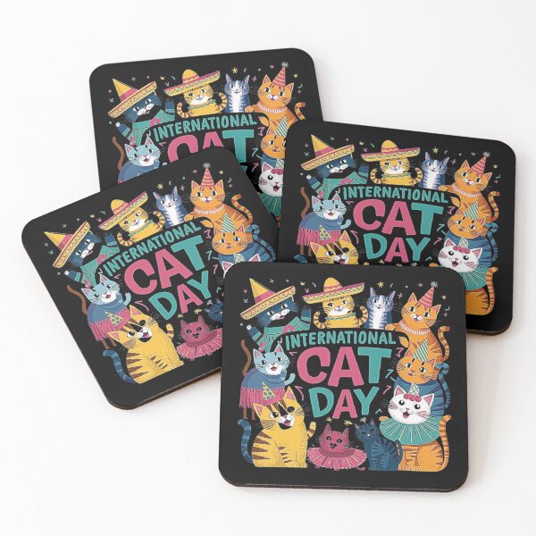 Item preview, Celebrate International Cat Day with Joyful Cats in Colorful Costumes designed and sold by love3617.
