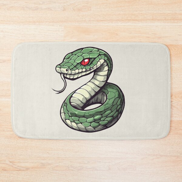 Item preview, Coiled Green Snake with Red Eyes Illustration designed and sold by BeUniqueCo.