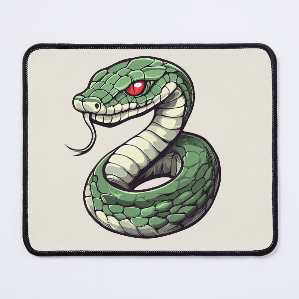 Item preview, Coiled Green Snake with Red Eyes Illustration designed and sold by BeUniqueCo.
