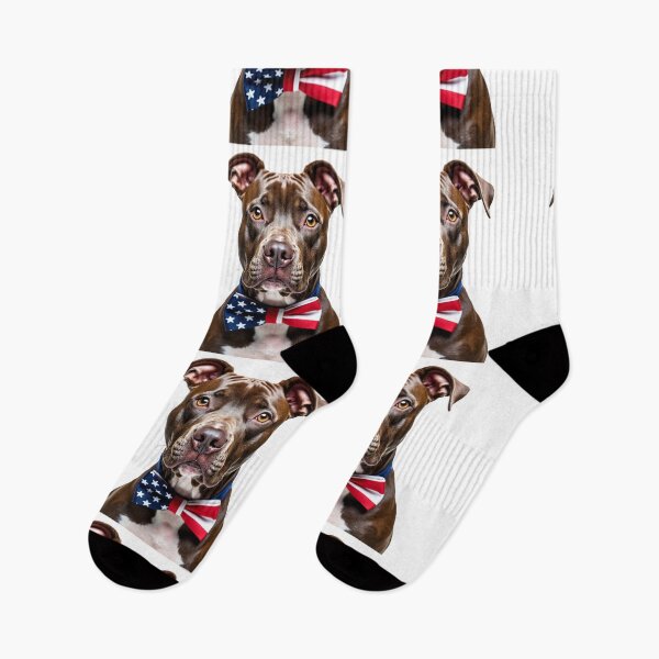 Item preview, Funny cool Pitbull dog wearing a USA flag bow tie designed and sold by LazyOwlStore.