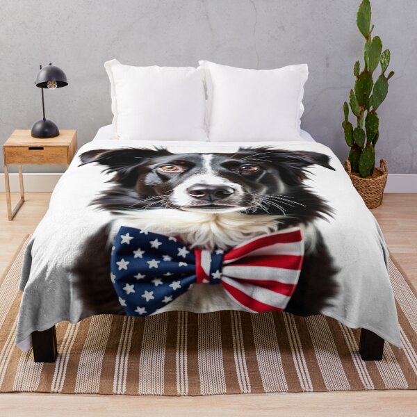 Item preview, Funny cool Border Collie dog wearing a USA flag bow tie designed and sold by LazyOwlStore.