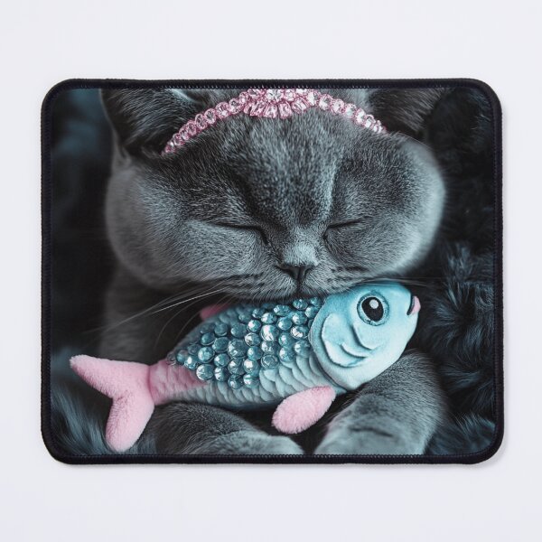 Item preview, British Blue With A Fish Toy designed and sold by Nocturne  Paws.