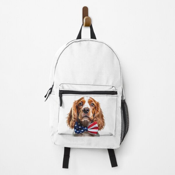 Item preview, Funny cool Cocker Spaniel dog wearing a USA flag bow tie designed and sold by LazyOwlStore.