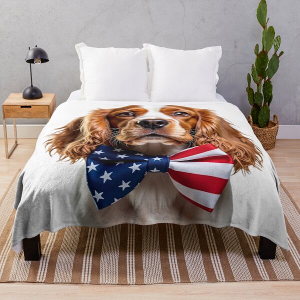 Item preview, Funny cool Cocker Spaniel dog wearing a USA flag bow tie designed and sold by LazyOwlStore.