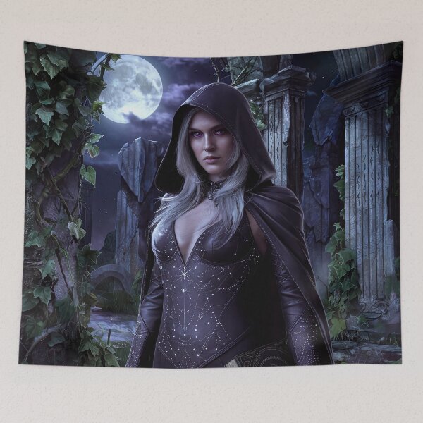 Item preview, Arcane Sorceress with Magic Book in Moonlit Ruins designed and sold by ZetaDream.