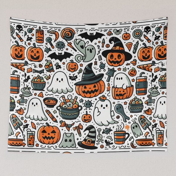 Item preview, Halloween Ghostly Doodle designed and sold by Thai Vibe Studio.