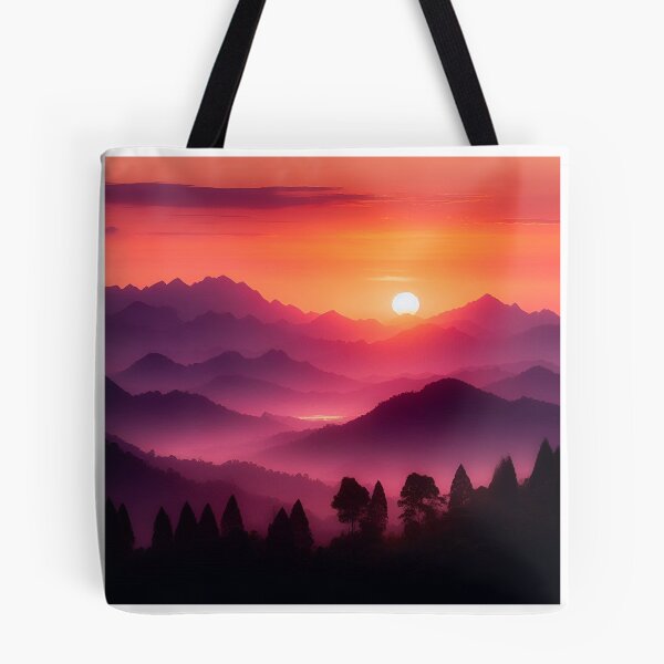 Item preview, Mountain Landscape at Sunset designed and sold by Wise-Stickers.
