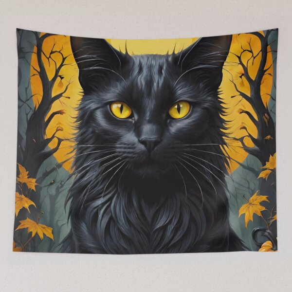 Item preview, Demonic Halloween Cat with Fiery Eyes designed and sold by GrizzlyCollective.