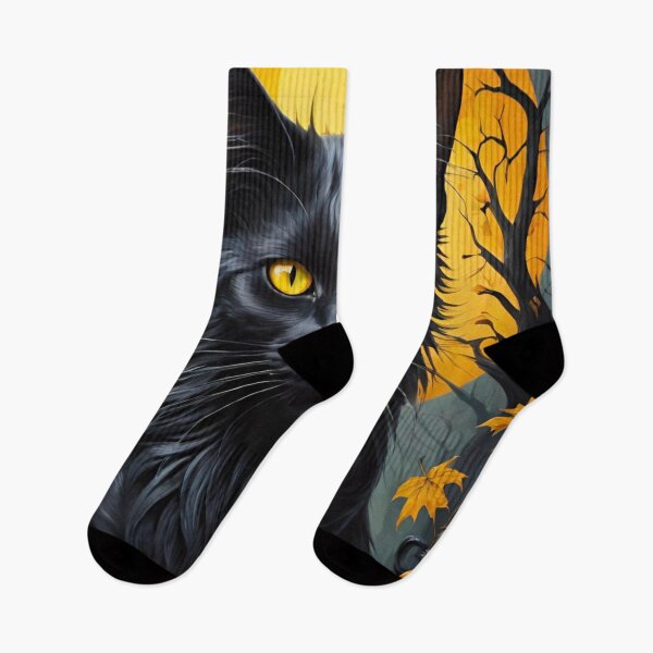 Item preview, Demonic Halloween Cat with Fiery Eyes designed and sold by GrizzlyCollective.