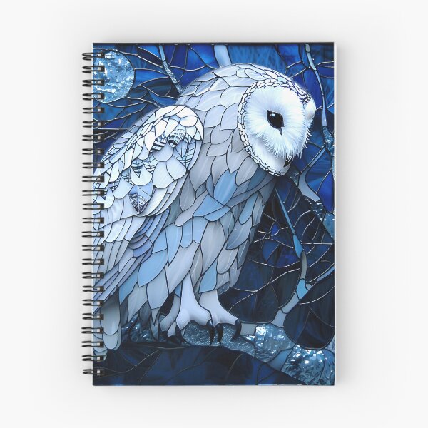 Item preview, Stained Glass Night Owl with Moon and Blue Tones designed and sold by Artessie.