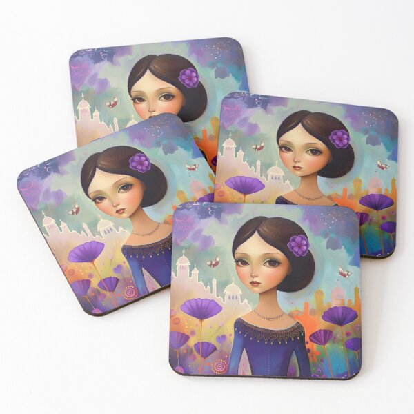 Item preview, Elegant woman in floral kingdom, vivid colors embracing designed and sold by Artessie.