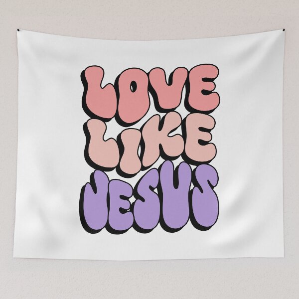Aperçu de l'œuvre Love Like Jesus Christian Retro Groovy créée et vendue par Lillyamstronger.