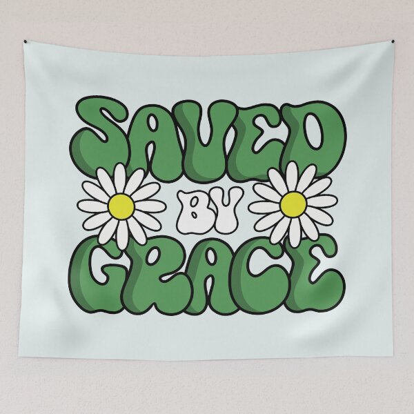 Aperçu de l'œuvre Saved by Grace Christian Retro Groovy créée et vendue par Lillyamstronger.