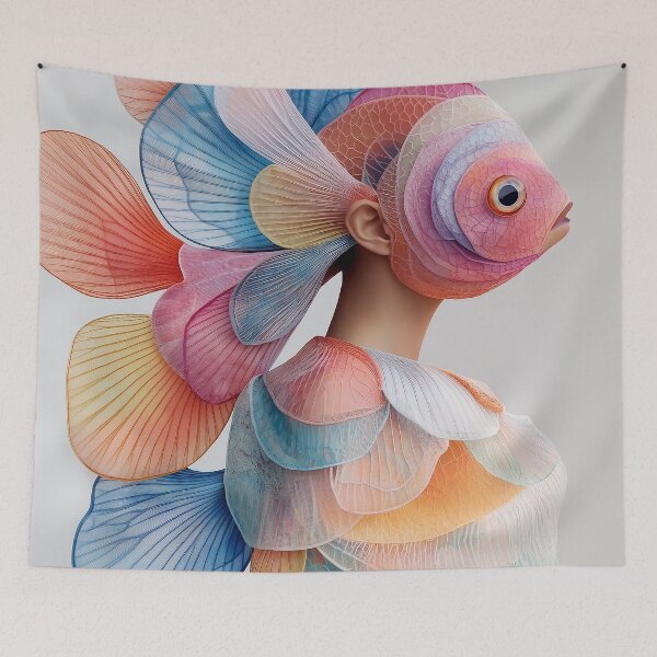 Item preview, "Fish-Inspired Couture: Bright Iridescent Masterpiece" designed and sold by MacroArtHub.