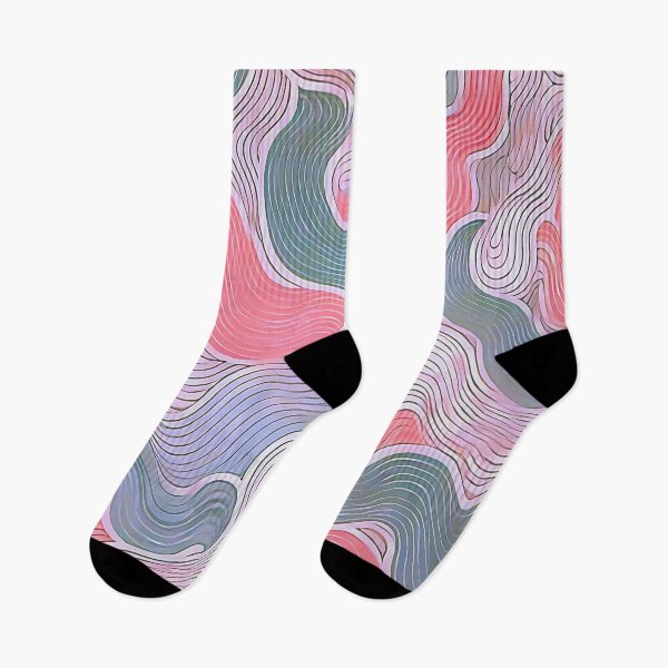 Item preview, Arte abstracto de líneas onduladas en rosa y verde designed and sold by Little Care Studio.