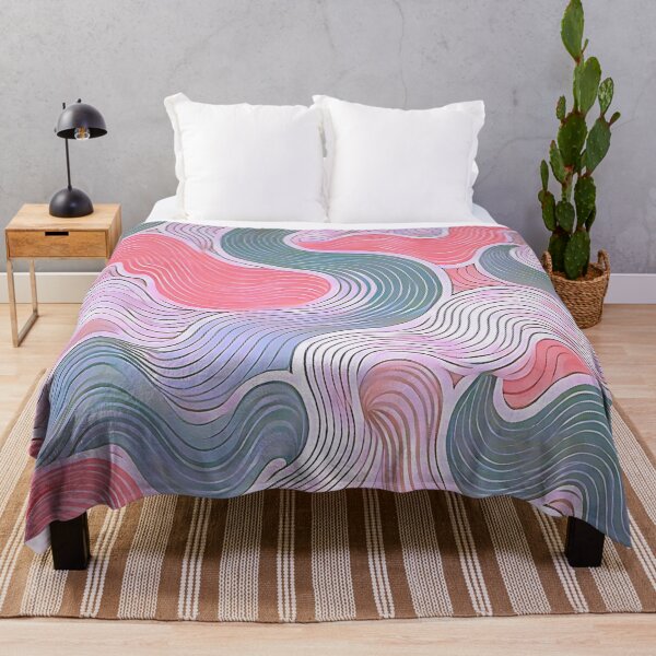 Item preview, Arte abstracto de líneas onduladas en rosa y verde designed and sold by Little Care Studio.