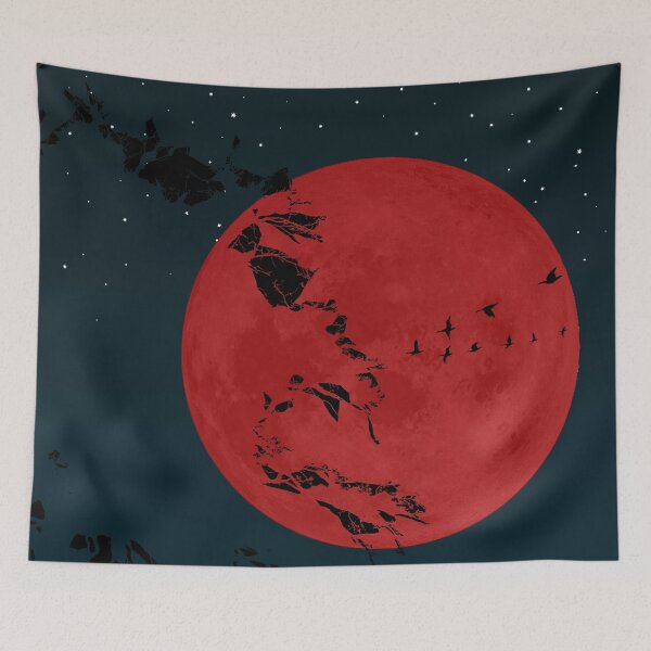 Item preview, Crimson Moonrise with Flying Birds  designed and sold by mozizy.