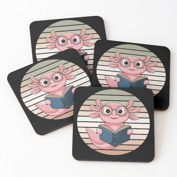 Item preview,  Pink Axolotl  wearing glasses reading a book, lover of books and reading  designed and sold by KolorellaS.