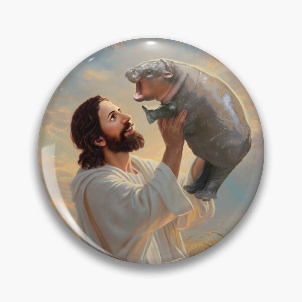 Item preview, Jesus Holding Up Moo Deng designed and sold by CreatureHouse95.