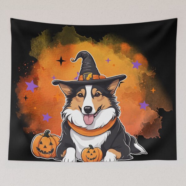 Item preview, Smooth Collie Halloween Wizard Dog – Charming Smooth Collie in Wizard Costume for Halloween designed and sold by GoodyPaws.