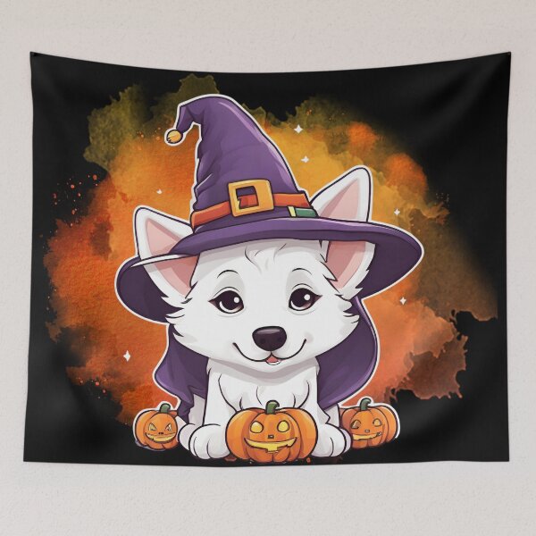 Item preview, White Swiss Shepherd Halloween Wizard Dog – Enchanting White Swiss Shepherd in Wizard Costume for Halloween designed and sold by GoodyPaws.