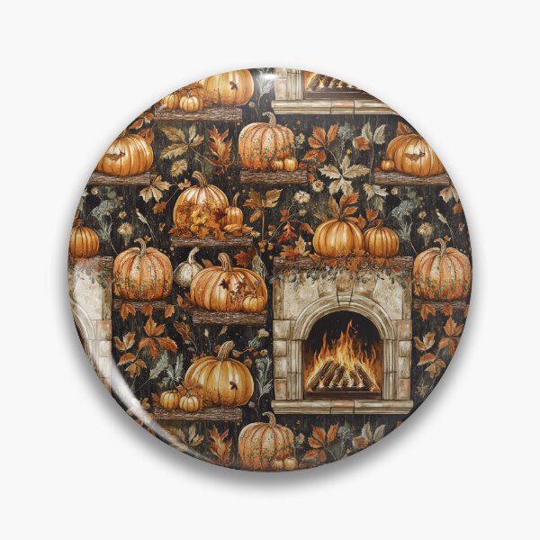 Item preview, Cozy Atmosphere with Pumpkins and Fireplace designed and sold by MidArtForge.